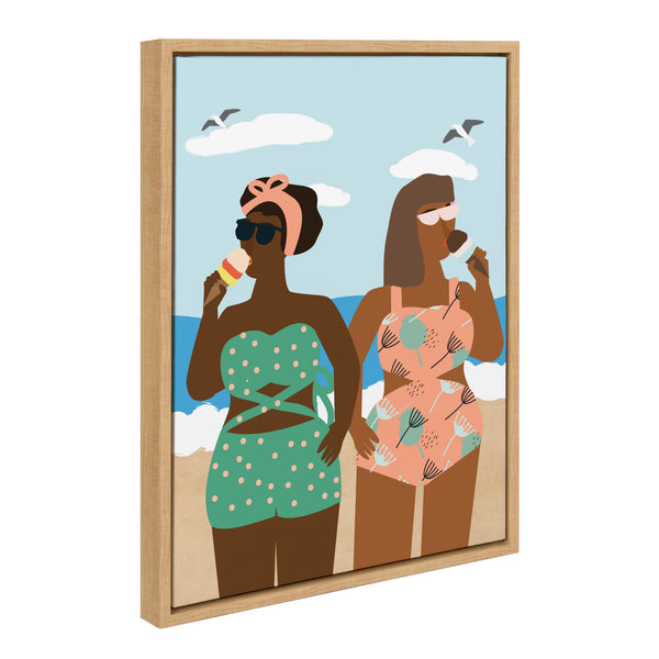 Kate & Laurel Sylvie Ice Cream On The Beach Framed Canvas By Queenbe Monyei