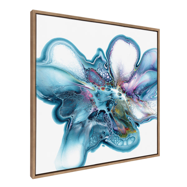 kate & laurel Sylvie Indigo Bloom Framed Canvas by Xizhou Xie