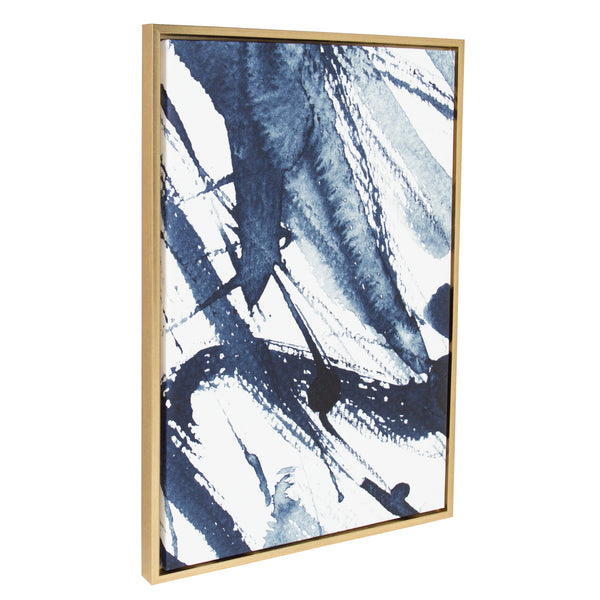 Kate & Laurel Sylvie Indigo Watercolor Framed Canvas By Amy Peterson Art Studio