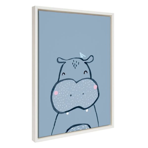 Kate & Laurel Sylvie Inky Hippo Framed Canvas By Lauradidthis