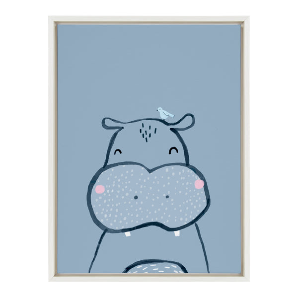 kate & laurel Sylvie Inky Hippo Framed Canvas by Lauradidthis