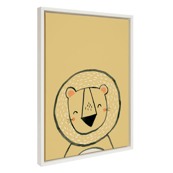 Kate & Laurel Sylvie Inky Lion Framed Canvas By Lauradidthis