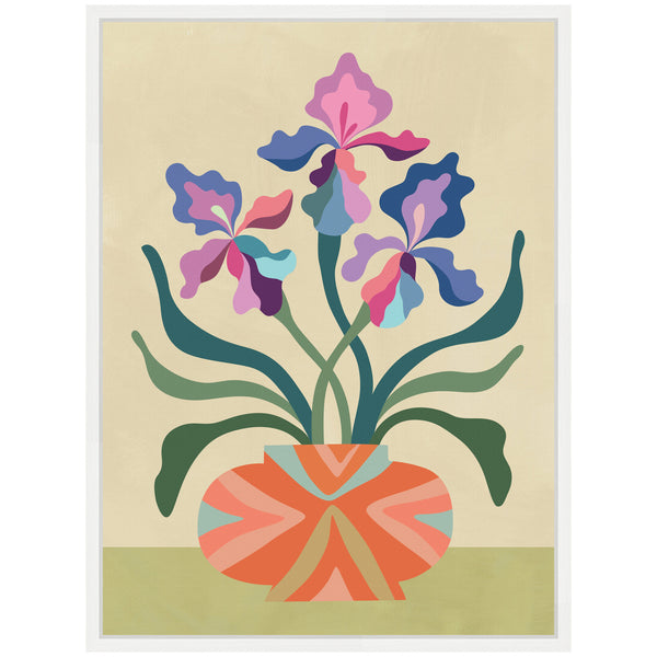 Kate & Laurel Sylvie Iris And Vase Framed Canvas By Rachel Lee