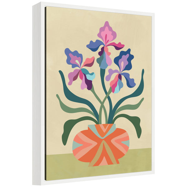 kate & laurel Sylvie Iris and Vase Framed Canvas by Rachel Lee