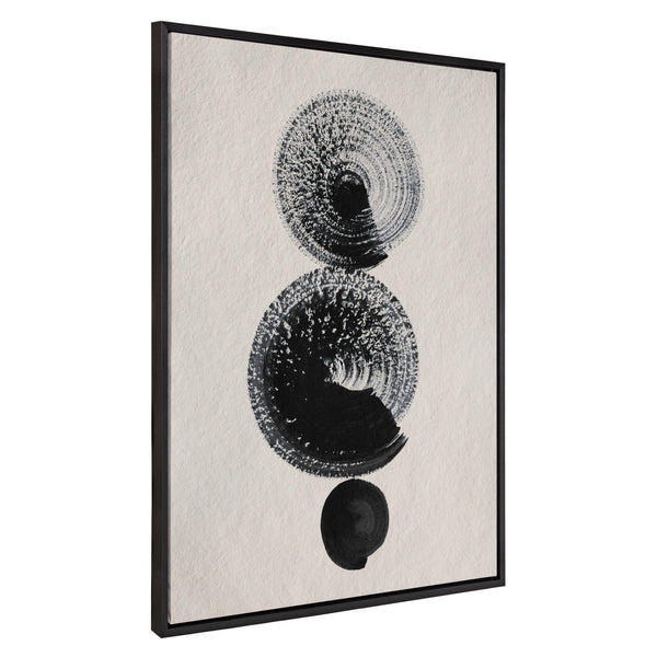 kate & laurel Sylvie Japandi 23 Black Beige Framed Canvas by Rocket Jack