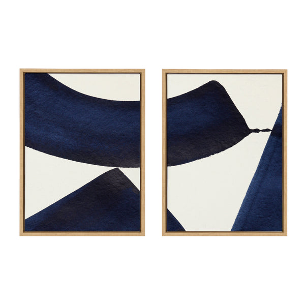 kate & laurel Sylvie Japandi 3 1 and 2 Framed Canvas Art Set by Rocket Jack