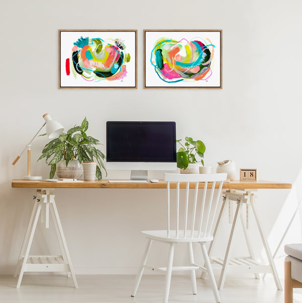 Kate & Laurel Sylvie Joy No 1 And 2 Framed Canvas Art Set By Erika Wynn