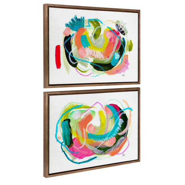 kate & laurel Sylvie Joy No 1 and 2 Framed Canvas Art Set by Erika Wynn