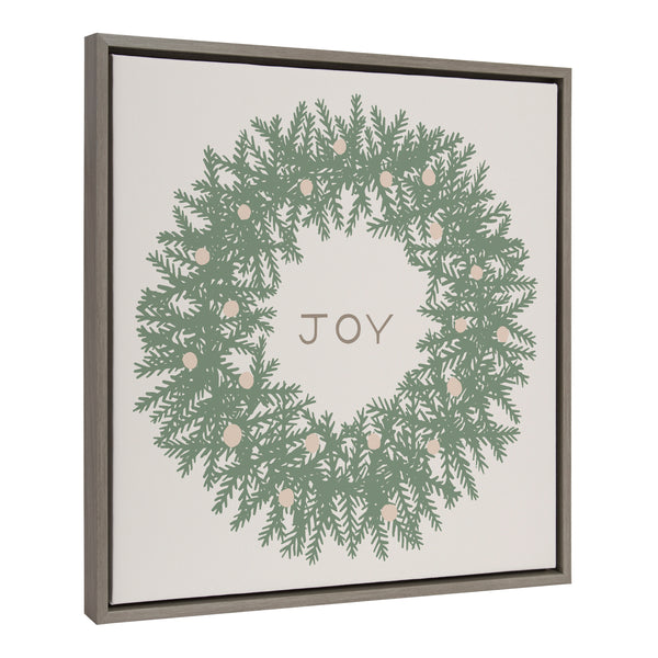 kate & laurel Sylvie Joy Wreath Green Framed Canvas by Hannah Beisang