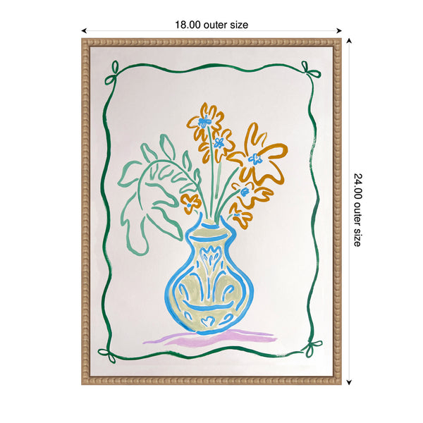 Kate & Laurel Sylvie June Blooms Bow Border Framed Canvas By Kate Aurelia Holloway