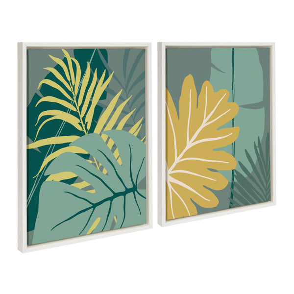 Kate & Laurel Sylvie Jungle Leaves Framed Canvas Set By Maja Mitrovic Of Makes My Day Happy