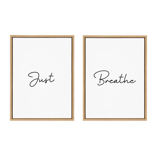 Kate & Laurel Sylvie Just Breath Black And White Framed Canvas By The Creative Bunch Studio