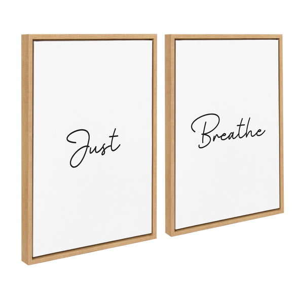 kate & laurel Sylvie Just Breath Black and White Framed Canvas by The Creative Bunch Studio