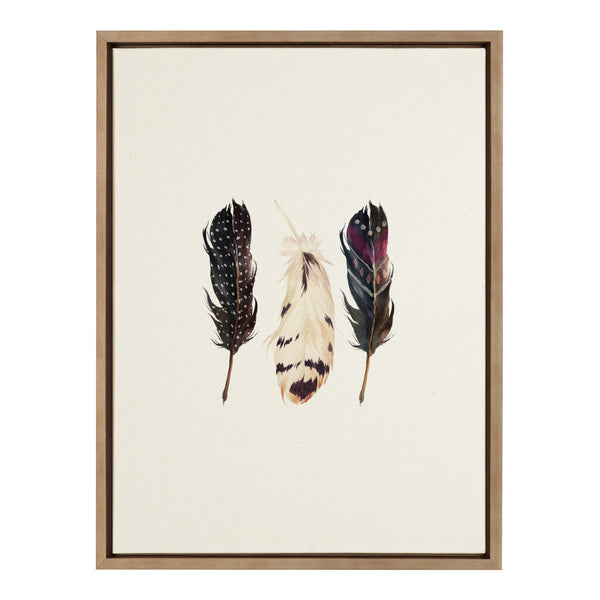 kate & laurel Sylvie Just Three Feathers Framed Canvas by Maja Mitrovic of Makes My Day Happy