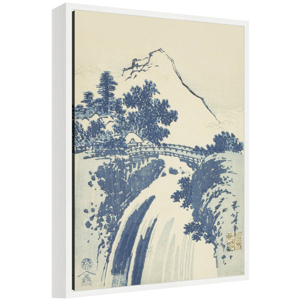kate & laurel Sylvie Katsushika Hokusai Landscape with Waterfall 1831 Framed Canvas by The Art Institute of Chicago