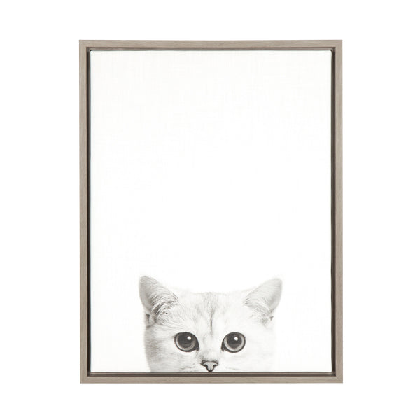 kate & laurel Sylvie Kitty Framed Canvas by Simon Te of Tai Prints