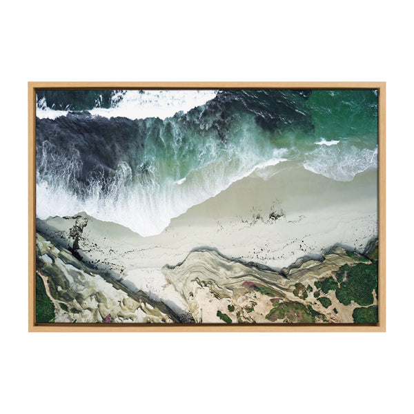 kate & laurel Sylvie La Jolla Curves Framed Canvas by Rachel Bolgov