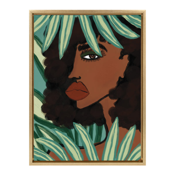 kate & laurel Sylvie Lady in the Jungle Framed Canvas by Kendra Dandy of Bouffants and Broken Hearts
