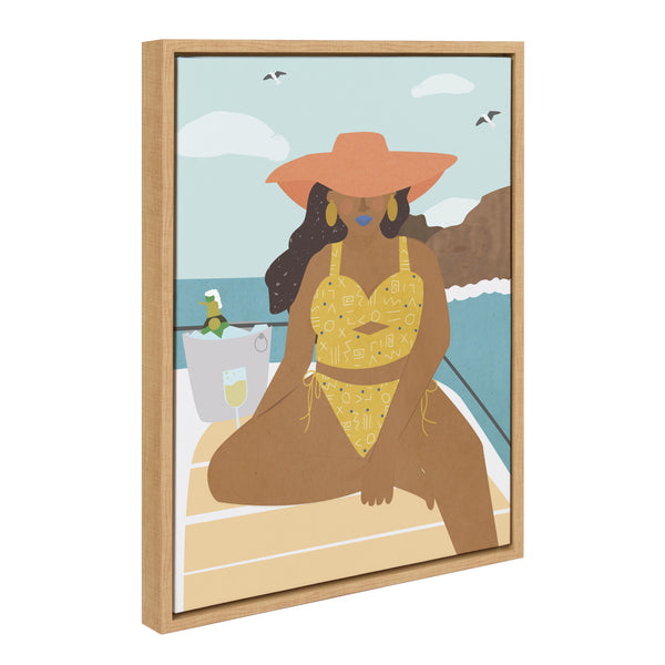 Kate & Laurel Sylvie Lady On A Boat Framed Canvas By Queenbe Monyei