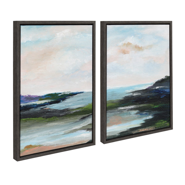 Kate & Laurel Sylvie Lake Huron L And II Framed Canvas Art Set By Nikita Jariwala