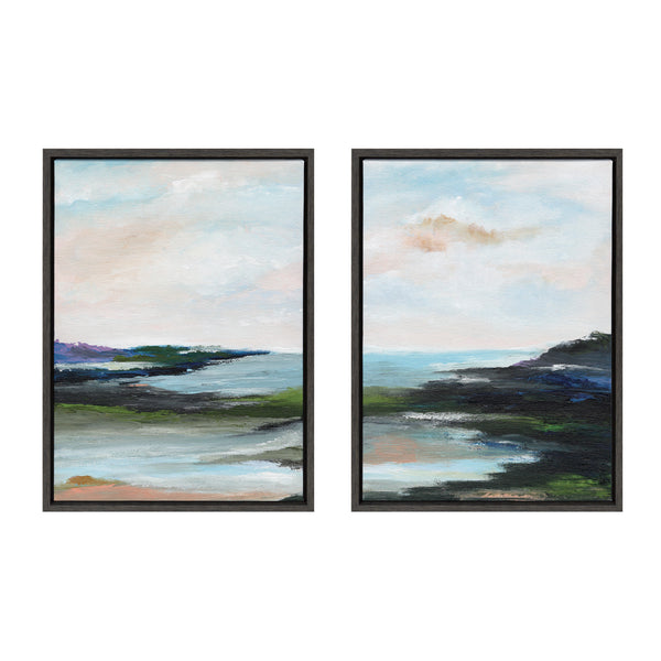 Kate & Laurel Sylvie Lake Huron L And II Framed Canvas Art Set By Nikita Jariwala