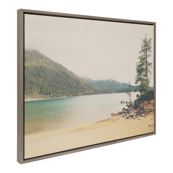 Kate & Laurel Sylvie Lake Tahoe California Mountain Sand Harbor Framed Canvas By Laura Evans