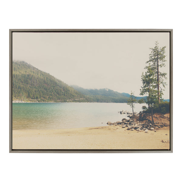 kate & laurel Sylvie Lake Tahoe California Mountain Sand Harbor Framed Canvas by Laura Evans