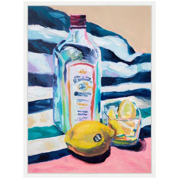 Kate & Laurel Sylvie Lemons And Gin Framed Canvas By Rachel Christopoulos