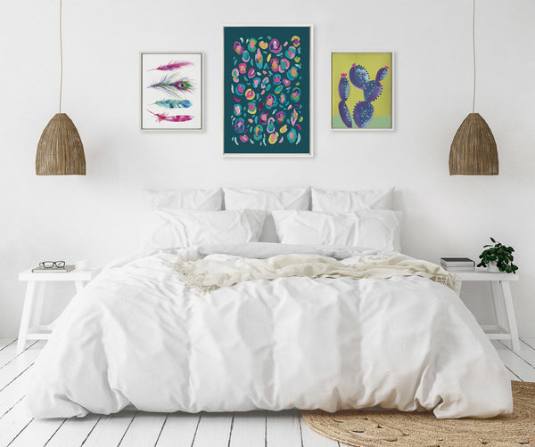 Kate & Laurel Sylvie Leopard 3 Feather Four And 800 Folk Cactus V2 Framed Canvas By Jessi Raulet Of Ettavee