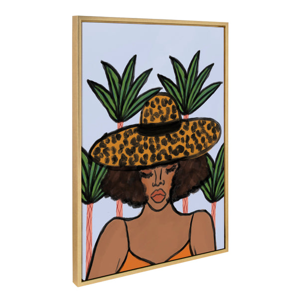 Kate & Laurel Sylvie Leopard Hat Framed Canvas By Kendra Dandy Of Bouffants And Broken Hearts