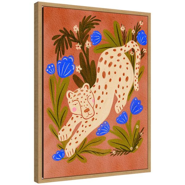 kate & laurel Sylvie Leopard in Moroccan Forest Framed Canvas by Nikita Jariwala