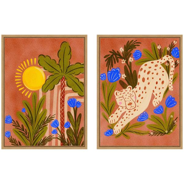Kate & Laurel Sylvie Leopard Inn Moroccan Forest Framed Canvas Art Set By Nikita Jariwala