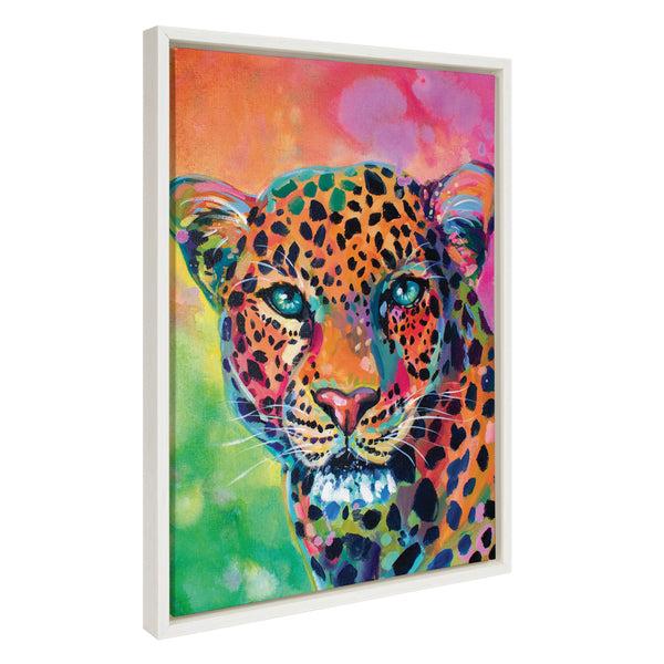 kate & laurel Sylvie Leopard Magic Framed Canvas by Rachel Christopoulos
