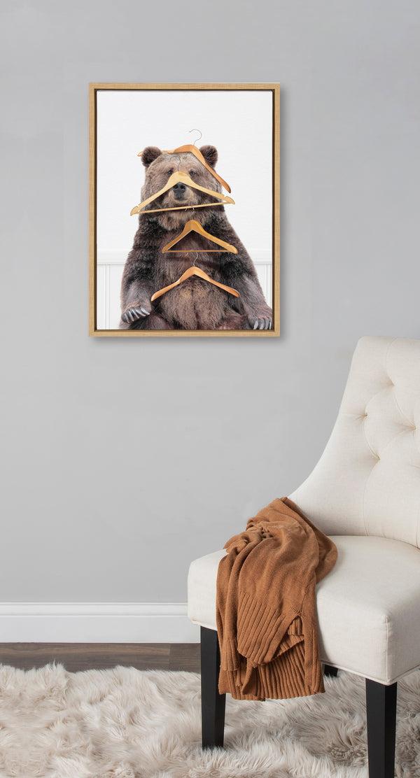 Kate & Laurel Sylvie Lets Hang Out Bear Framed Canvas By Amy Peterson Art Studio