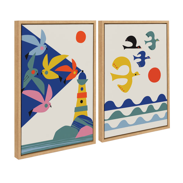 Kate & Laurel Sylvie Lighthouse Birds And Flock Of Birds Framed Canvas Art Set By Rachel Lee Of My Dream Wall