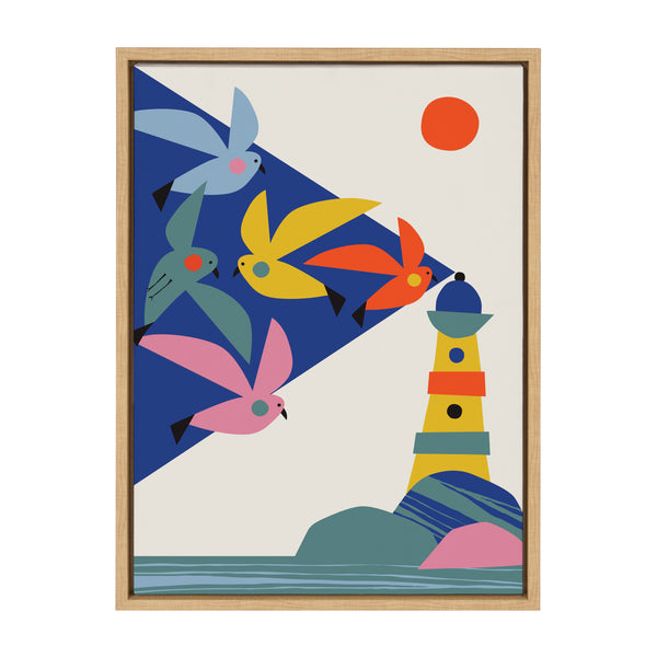kate & laurel Sylvie Lighthouse Birds Framed Canvas by Rachel Lee of My Dream Wall