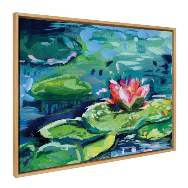 kate & laurel Sylvie Lily Pad By The Shore Framed Canvas by Rachel Christopoulos