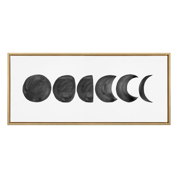 Kate & Laurel Sylvie Linear Moon Phases BW Framed Canvas By Teju Reval Of SnazzyHues