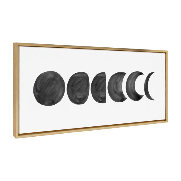 Kate & Laurel Sylvie Linear Moon Phases BW Framed Canvas By Teju Reval Of SnazzyHues