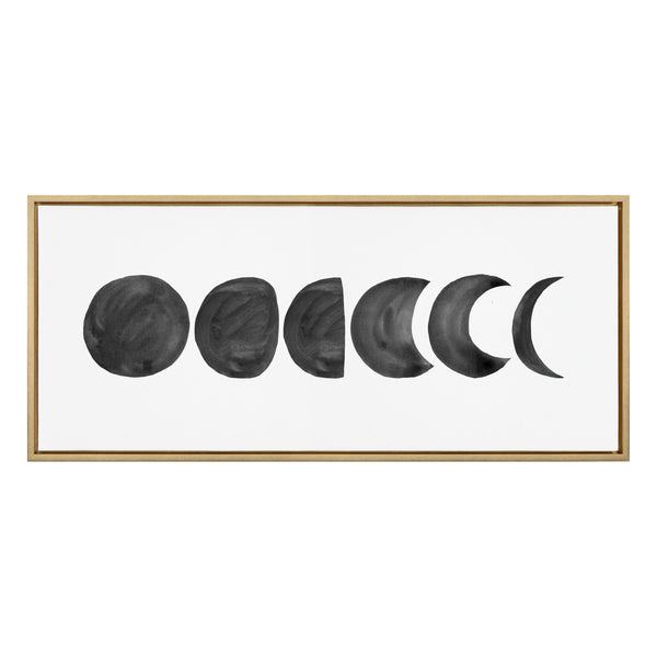 kate & laurel Sylvie Linear Moon Phases BW Framed Canvas by Teju Reval of SnazzyHues