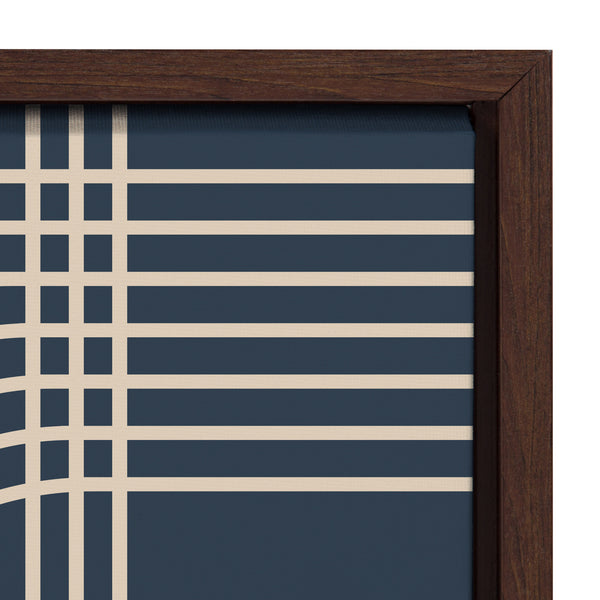 Kate & Laurel Sylvie Lines In Blue Framed Canvas By Apricot And Birch