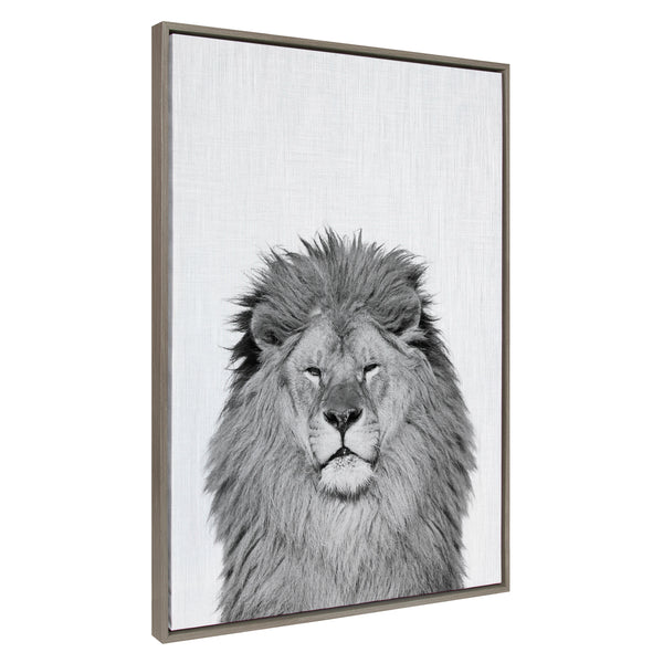 Kate & Laurel Sylvie Lion Framed Canvas By Simon Te Tai