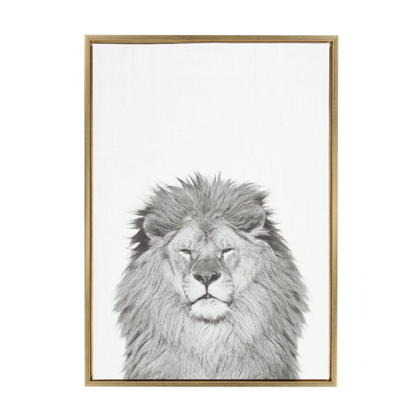 kate & laurel Sylvie Lion Framed Canvas by Simon Te Tai