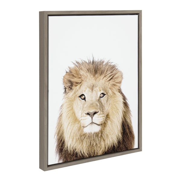 Kate & Laurel Sylvie Lion Thinking Portrait Framed Canvas By Amy Peterson Art Studio