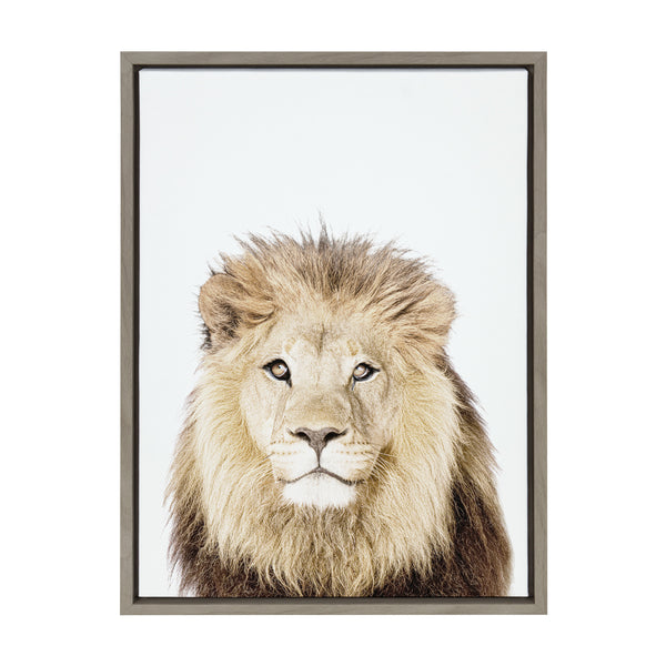 Kate & Laurel Sylvie Lion Thinking Portrait Framed Canvas By Amy Peterson Art Studio