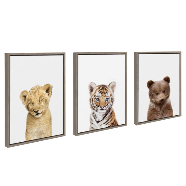 Kate & Laurel Sylvie Lions And Tigers And Bears Framed Canvas By Amy Peterson