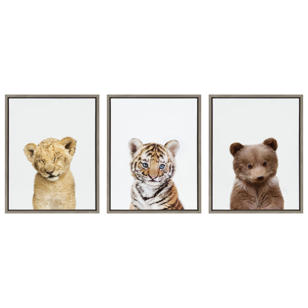 kate & laurel Sylvie Lions And Tigers And Bears Framed Canvas By Amy Peterson