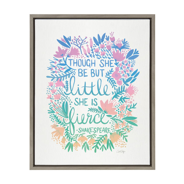 kate & laurel Sylvie Little Fierce Lavender and Mint Framed Canvas by Cat Coquillette