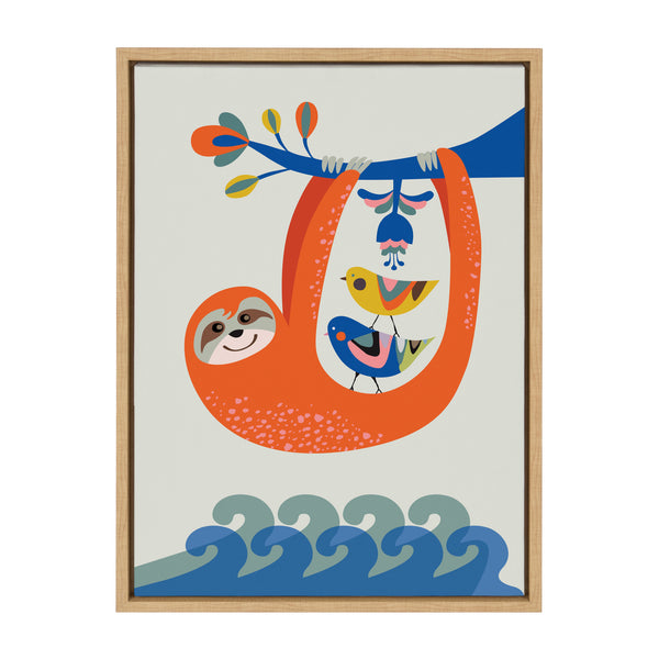 kate & laurel Sylvie Little Sloth Framed Canvas by Rachel Lee of My Dream Wall