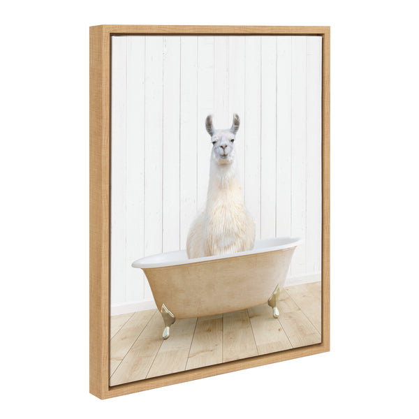 kate & laurel Sylvie Llama Farmhouse Bath Framed Canvas by Amy Peterson Art Studio